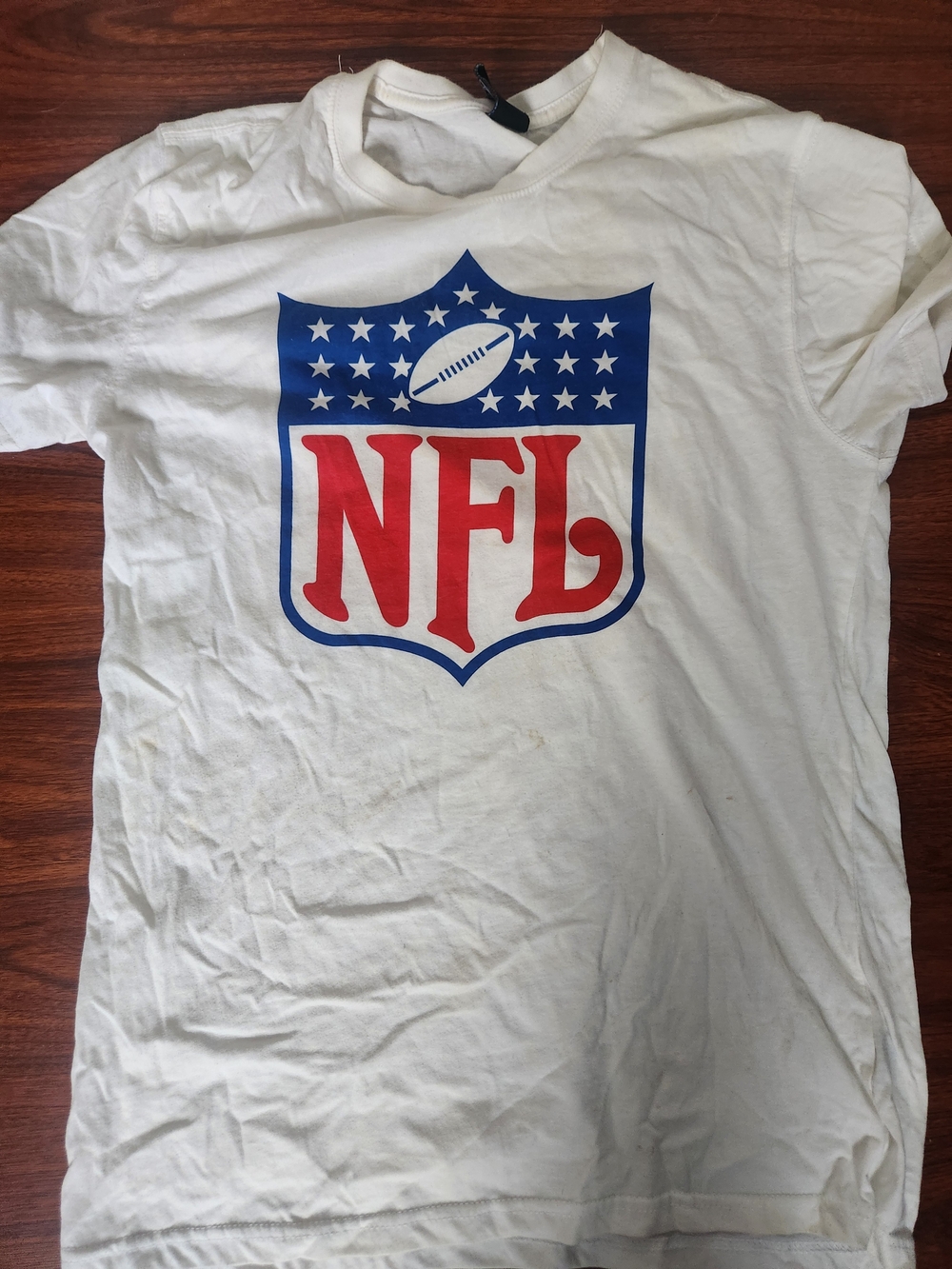 NFL White T-Shirt with Red & Blue Shield Logo